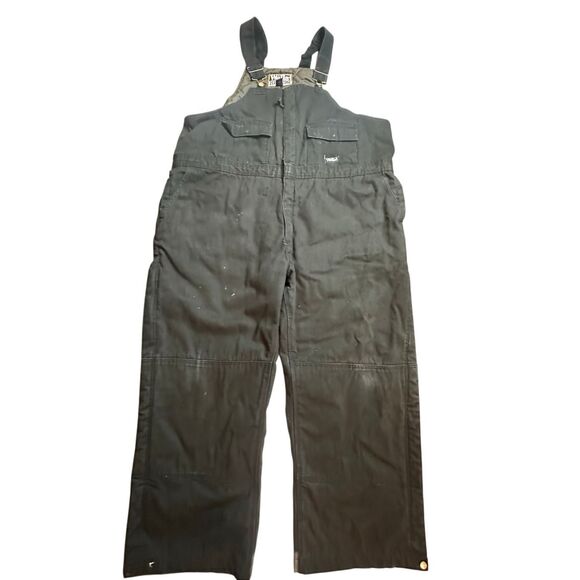 Walls Men's Black Insulated Duck Canvas Bibs Carpenter Jumpsuit Overalls Size 3X - Picture 2 of 6